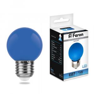 Лампа светодиодная 1W G45 230V E27 синий LB-37 для белт-лайта Feron
