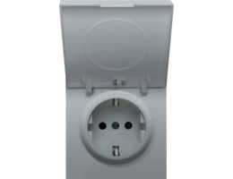 Накладка для розетки 1-м Schuko 16А с крышкой Алюминий R98 Donel
