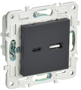 Розетка USB А+С 3,1А С/У Графит Skandy