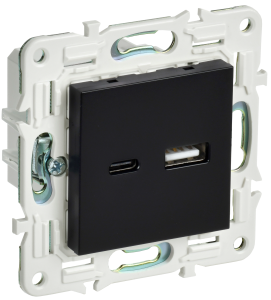 Розетка USB А+С 3,1А С/У Черный Skandy