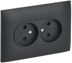 Розетка 2-м 10А С/У со шторками в сборе Титан Skandy