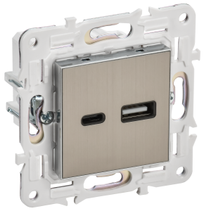 Розетка USB А+С 3,1А С/У Металл Никель Skandy