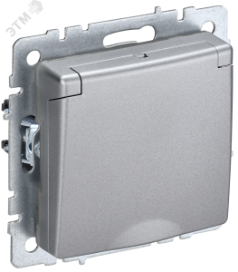 Розетка 1-м 16А С/У З/К со шторками с крышкой IP20 Алюминий Brite