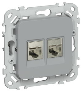 Розетка RJ45+RJ11 кат.6 STP С/У Серый FLITE
