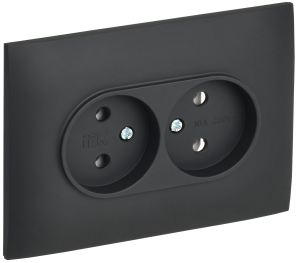 Розетка 2-м 10А С/У в сборе Графит Skandy