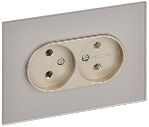 Розетка 2-м 10А С/У для плоской вилки Стекло Шампань Skandy