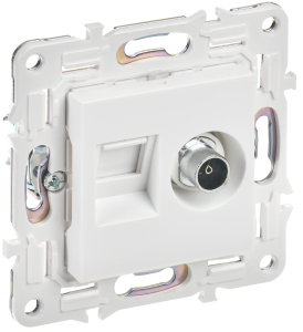 Розетка TV антенна + RJ45 кат.5E С/У Арктический белый Skandy