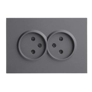 Розетка 2-м 16А С/У со шторками Платиново-серый Эмили