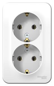 Розетка 2-м 16А О/У З/К изолирующая пластина Белый Blanca