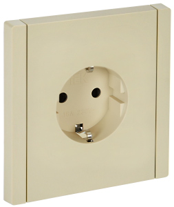 Розетка 1-м 16А С/У З/К со шторками Ваниль Forte&Piano