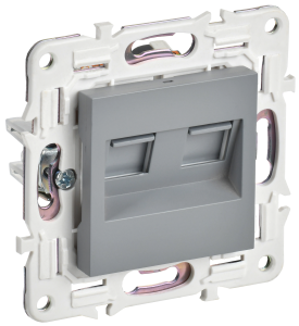 Розетка RJ45+RJ45 кат.6 С/У Серый Skandy