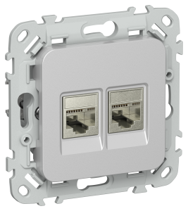 Розетка RJ45+RJ45 кат.5Е STP С/У Алюминий FLITE