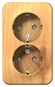 Розетка 2-м 16А О/У З/К со шторками изолирующая пластина Ясень Blanca