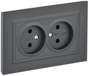 Розетка 2-м 10А С/У в сборе Графит Brite