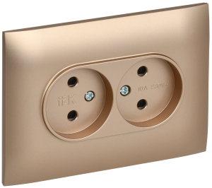Розетка 2-м 10А С/У в сборе Песочный Skandy