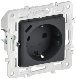 Розетка 1-м 16А С/У З/К со шторками+USB С 18Вт Графит Skandy