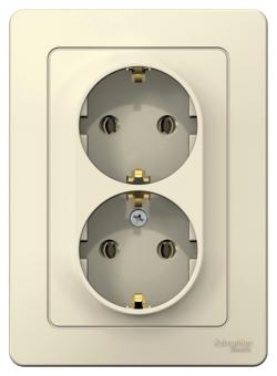 Розетка 2-м 16А С/У З/К Молочный Blanca