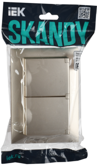 Розетка 2-м 16А С/У З/К с крышкой IP44 в сборе Шампань Skandy