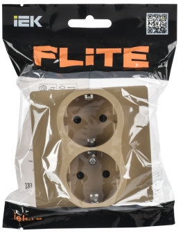 Розетка 2-м 16А С/У З/К со шторками Б/К тип 2 Хаки FLITE