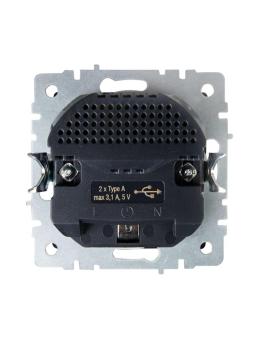 Розетка 1-м 16А С/У З/К со шторками+USB А+А 3,1А Графит Brite