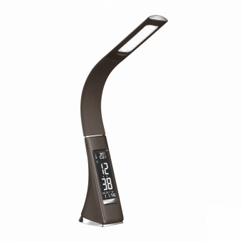 Настольный светодиодный светильник TL-219 6W с часами и термометром, с USB разьемом, темный шоколад