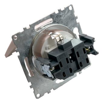 Розетка 1-м 16А С/У З/К со шторками с крышкой IP20 Шампань Катрин