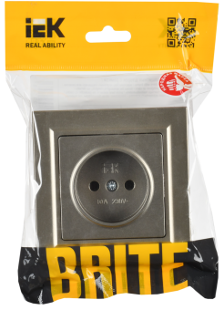 Розетка 1-м 10А С/У в сборе Шампань Brite