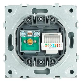 Розетка TV антенна + RJ-45 С/У Антрацит Эмили