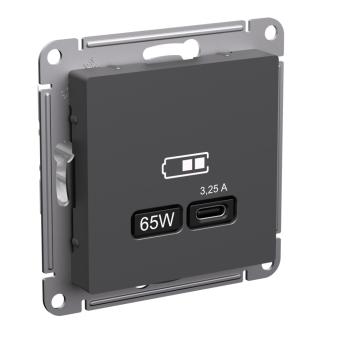 Розетка USB С 65Вт высокоскор.заряд.QC, PD Базальт ATLASDESIGN