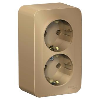 Розетка 2-м 16А О/У З/К изолирующая пластина Титан Blanca