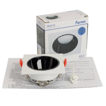 Светильник встраиваемый  DL3112 потолочный MR16 G5.3 белый + черный хром Feron