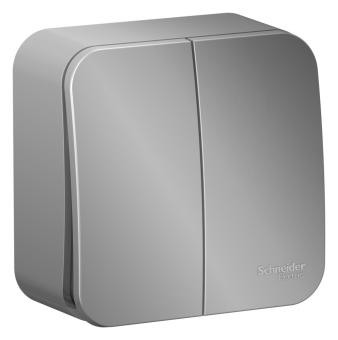 Выключатель 2-кл 10А О/У изолирующая пластина Алюминий Blanca