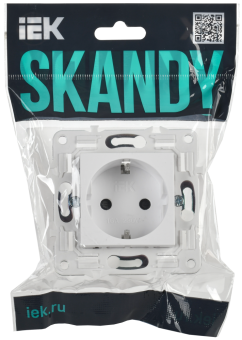 Розетка 1-м 16А С/У З/К Арктический белый Skandy