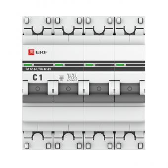 Автоматический выключатель 4P  1А (C) 4,5kA ВА 47-63 EKF PROxima