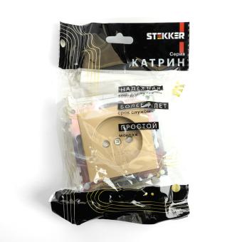 Розетка 1-м 10А С/У со шторками Золото Катрин