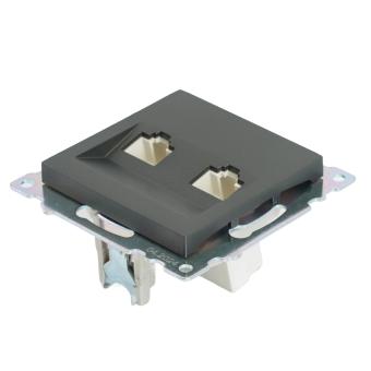 Розетка RJ45+RJ45 С/У Графит Катрин