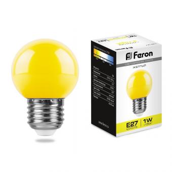 Лампа светодиодная 1W G45 230V E27 желтый LB-37 для белт-лайта Feron