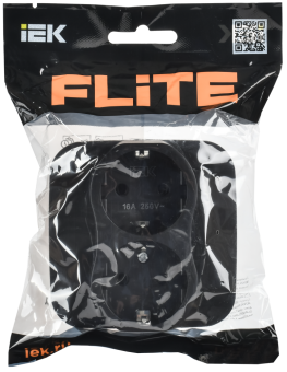 Розетка 2-м 16А С/У З/К в сборе тип 1 Черный FLITE
