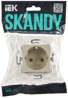 Розетка 1-м 16А С/У З/К Бежевый Skandy
