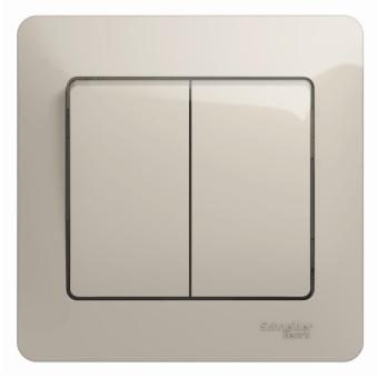 Выключатель 2-кл 10А С/У в сборе с рамкой Молочный Glossa