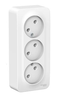 Розетка 3-м 16А О/У изолирующая пластина Белый Blanca