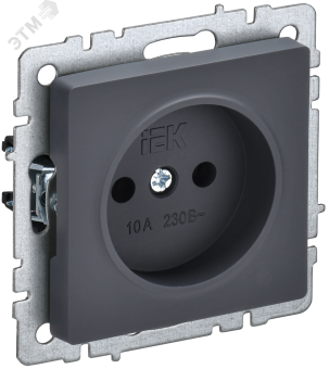 Розетка 1-м 10А С/У Графит Brite