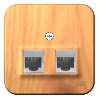 Розетка RJ45+RJ45 кат.5Е О/У изолирующая пластина Ясень Blanca