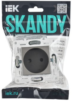 Розетка 1-м 10А С/У со шторками Металл Никель Skandy