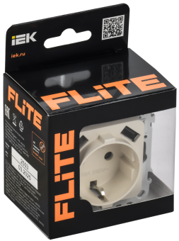 Розетка 1-м 16А С/У З/К со шторками+USB A+А 3,1А Б/К Сливочный FLITE
