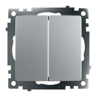 Выключатель 2-кл 10А С/У Серебро Катрин