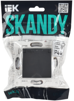 Розетка 1-м 16А С/У З/К со шторками с крышкой IP44 Графит Skandy