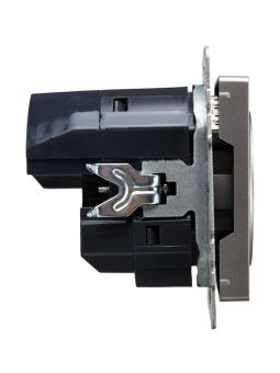Розетка 1-м 16А С/У З/К со шторками+USB A+С 18Вт Сталь Brite