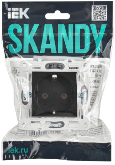 Розетка 1-м 16А С/У З/К Черный Skandy