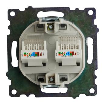 Розетка RJ45+RJ45 С/У Серебро Катрин